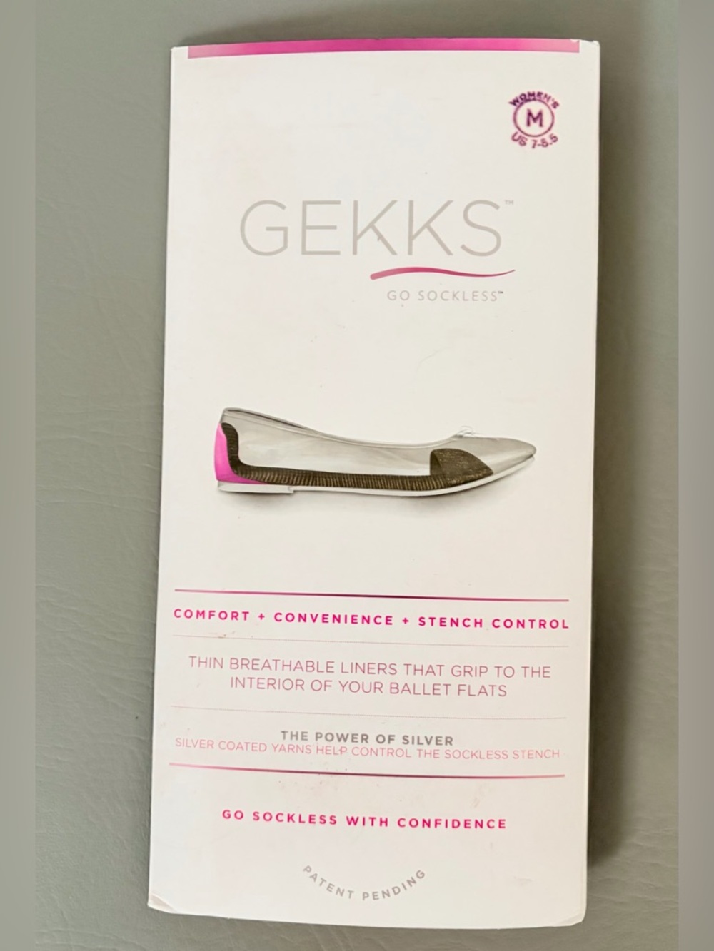 Gekks Women's Socks No Show Non Slip Sock Liner Inserts Flats Medium US 7-8.5